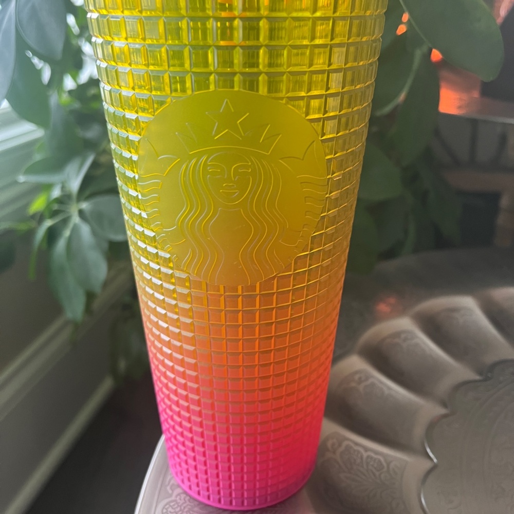 Starbucks Pink and Yellow Lemon Prism Spray Pink Gradient Ombre Tumbler - Picture 3 of 6